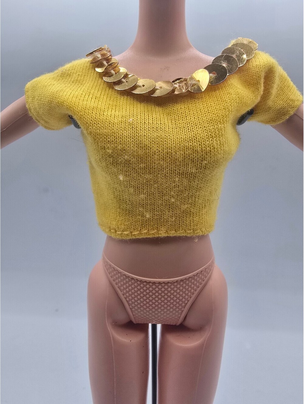 Vintage doll yellow sequined crop top